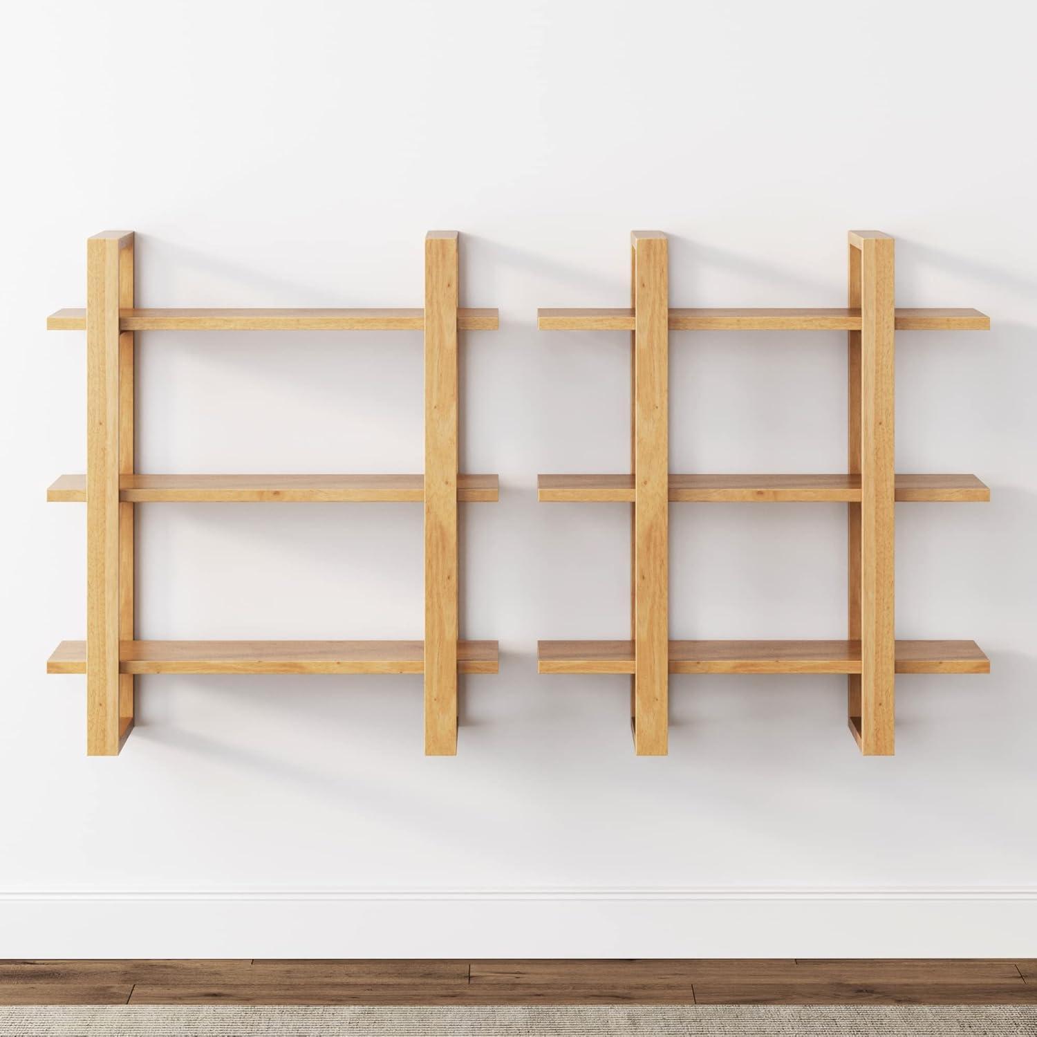 32" Solid Wood Adjustable Floating Wall Shelf - Nathan James