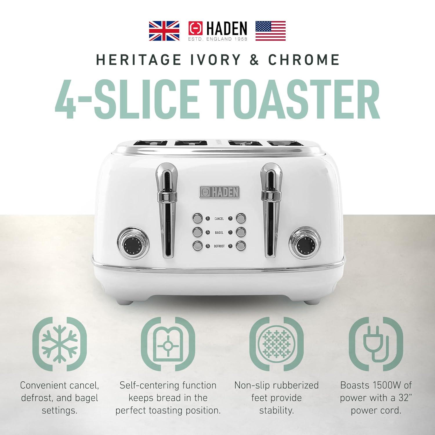 HADEN Heritage Ivory 4-Slice Toaster
