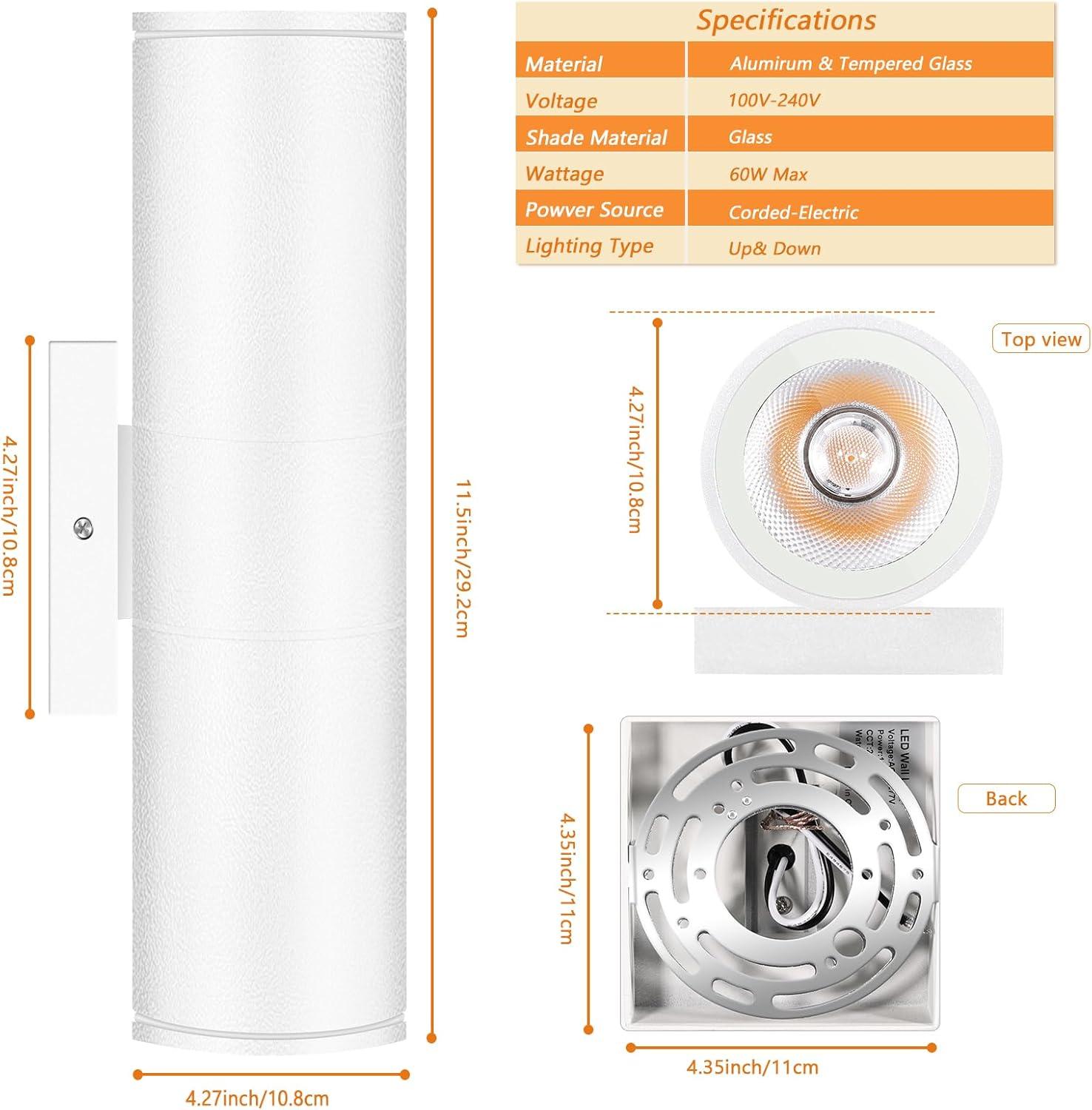 Outdoor Wall Light Fixtures: Cylinder Outdoor Wall Sconce Light - Aluminum Modern Exterior Wall Llights for Porch