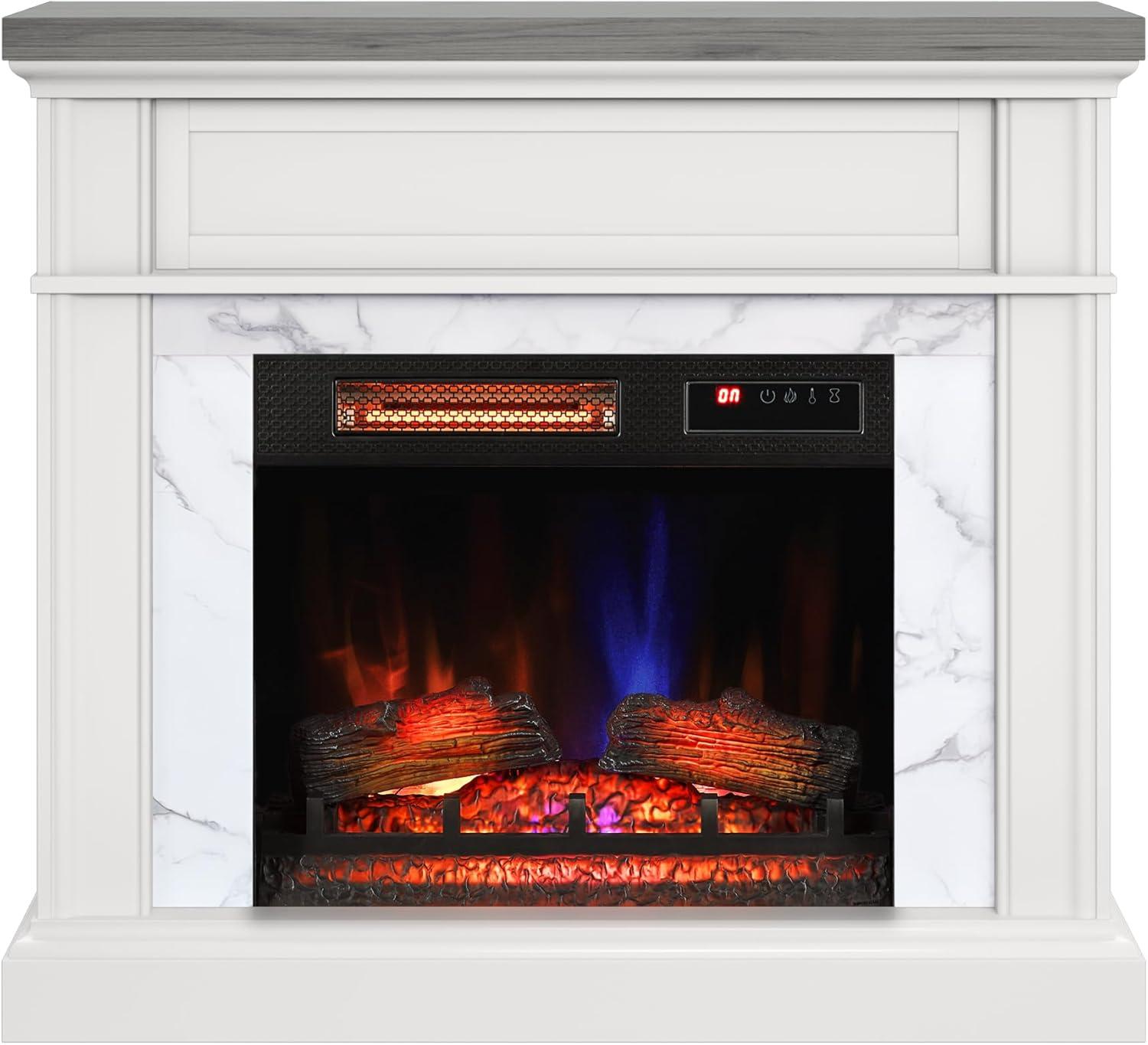 duraflame Wall Mantel Electric Fireplace, Bright White