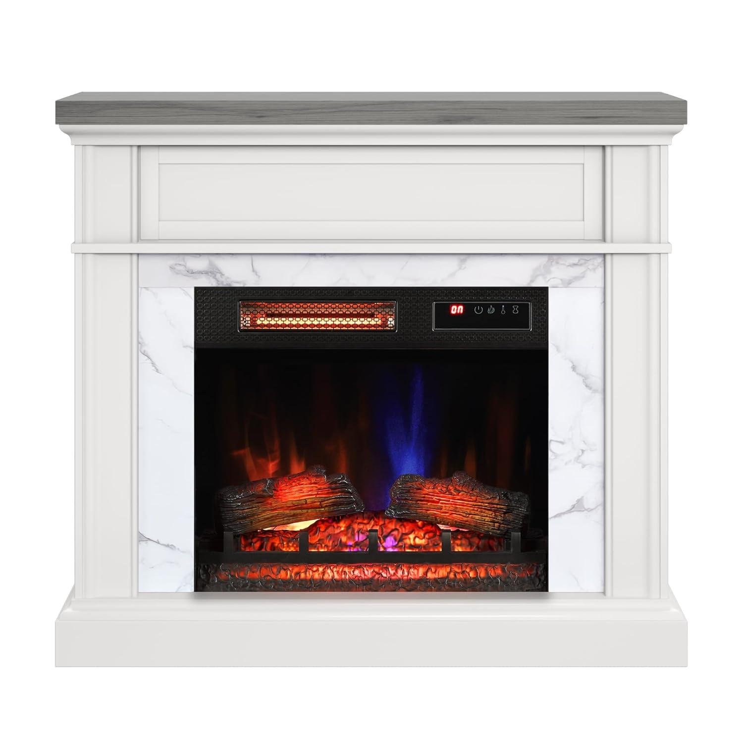 duraflame Wall Mantel Electric Fireplace, Bright White