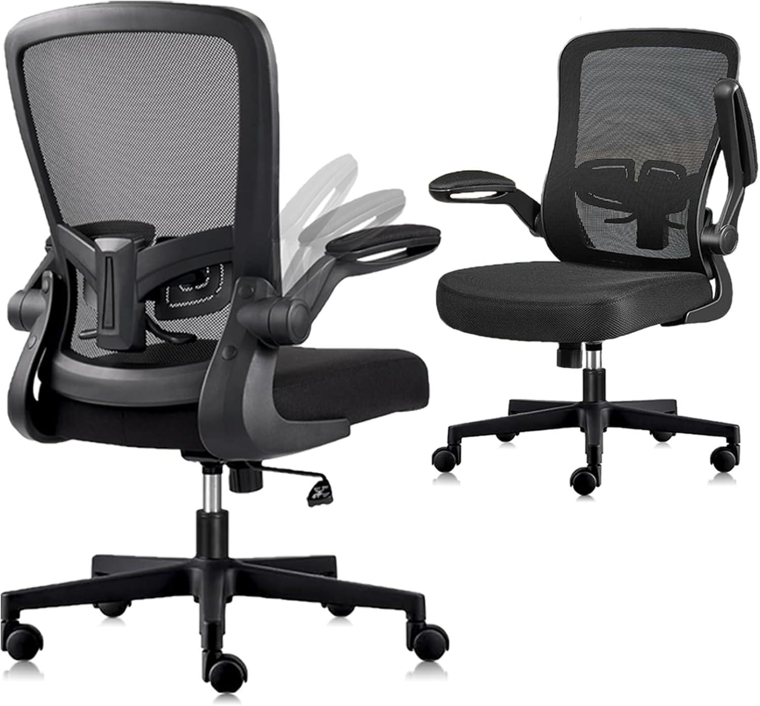 Clatina KLASIKA Ergonomic Office Desk Chair Mesh Back Flip Up Armrests Adjustable Height and Lumbar Support Swivel Chairs with Wheels