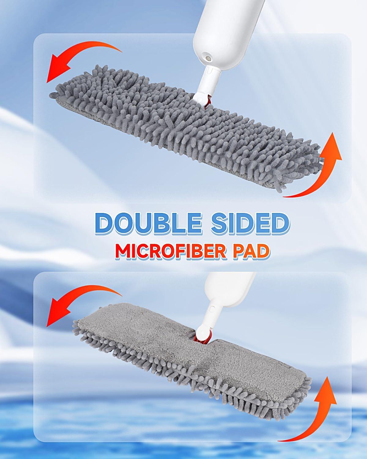 Gray Microfiber Spray Mop with Reusable Pads for Hard Floors