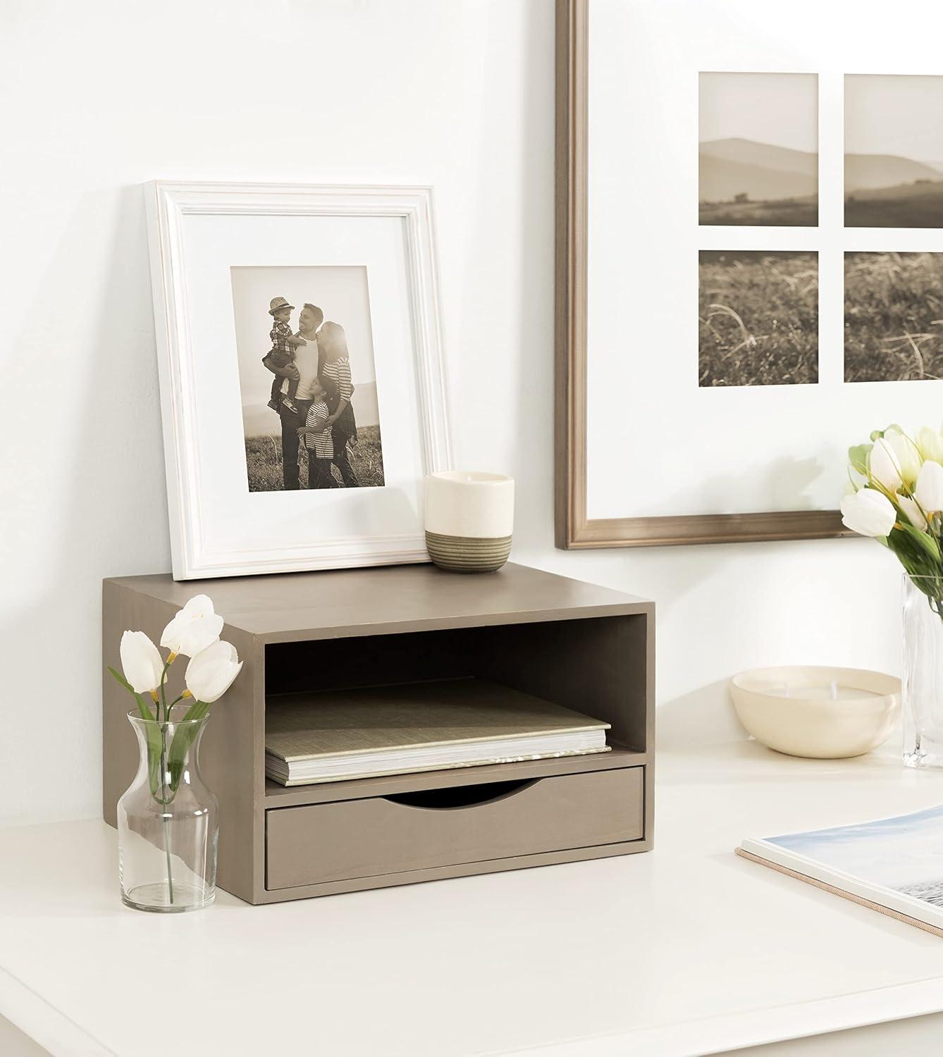 Kate and Laurel Hutton Rectangle Wood Floating Side Table, 12.5x10x7, Gray