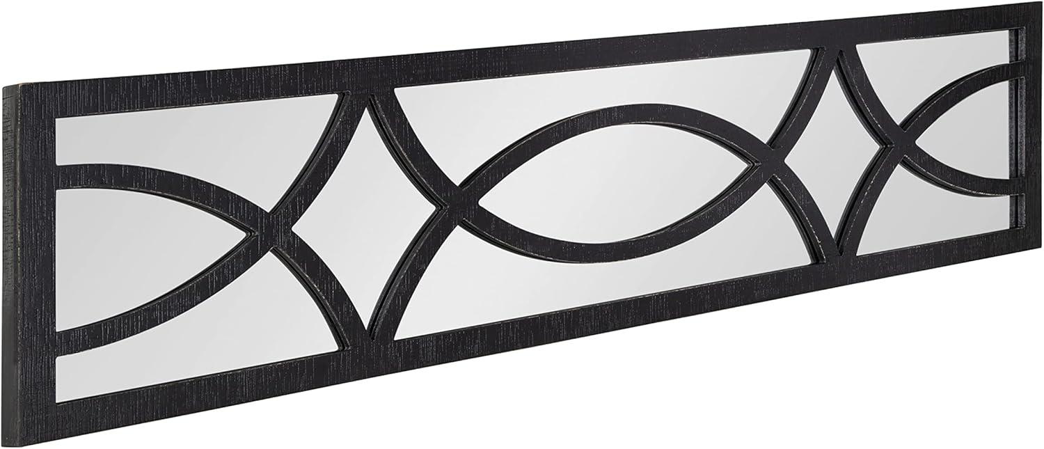 Kate and Laurel Tolland Decorative Wooden Panel Wall Mirror, 12" x 48", Black, Rustic Windowpane Accent