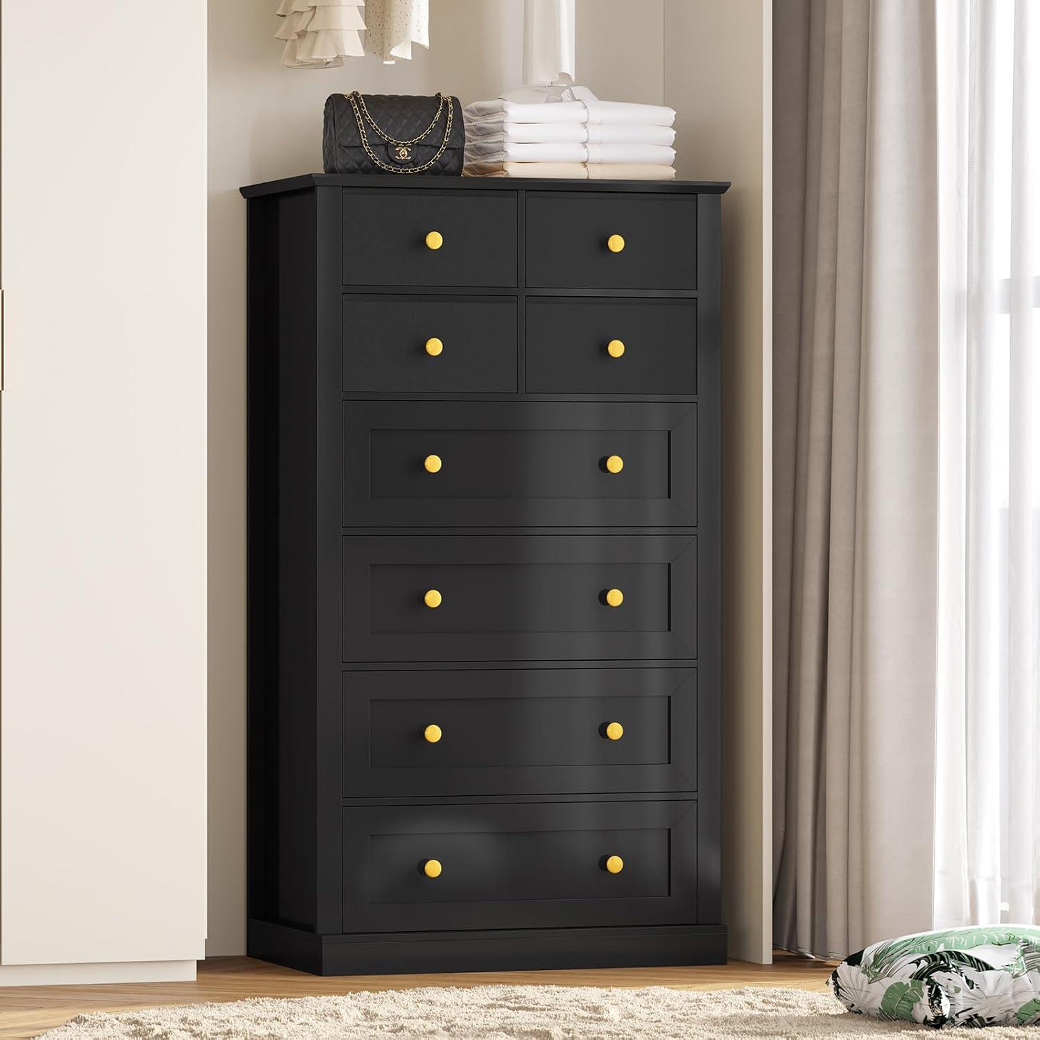 Winston Porter 8 Drawers Tall Dresser For Bedroom, Tall Dressers And Chest Of Drawers, Vertical Chest Of Drawers Dresser For Bedroom