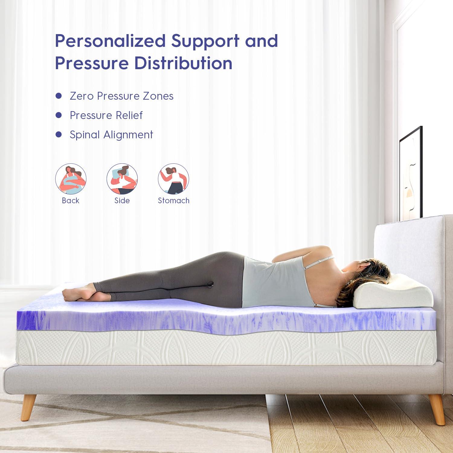 Queen Size Cooling Gel Memory Foam Mattress Topper