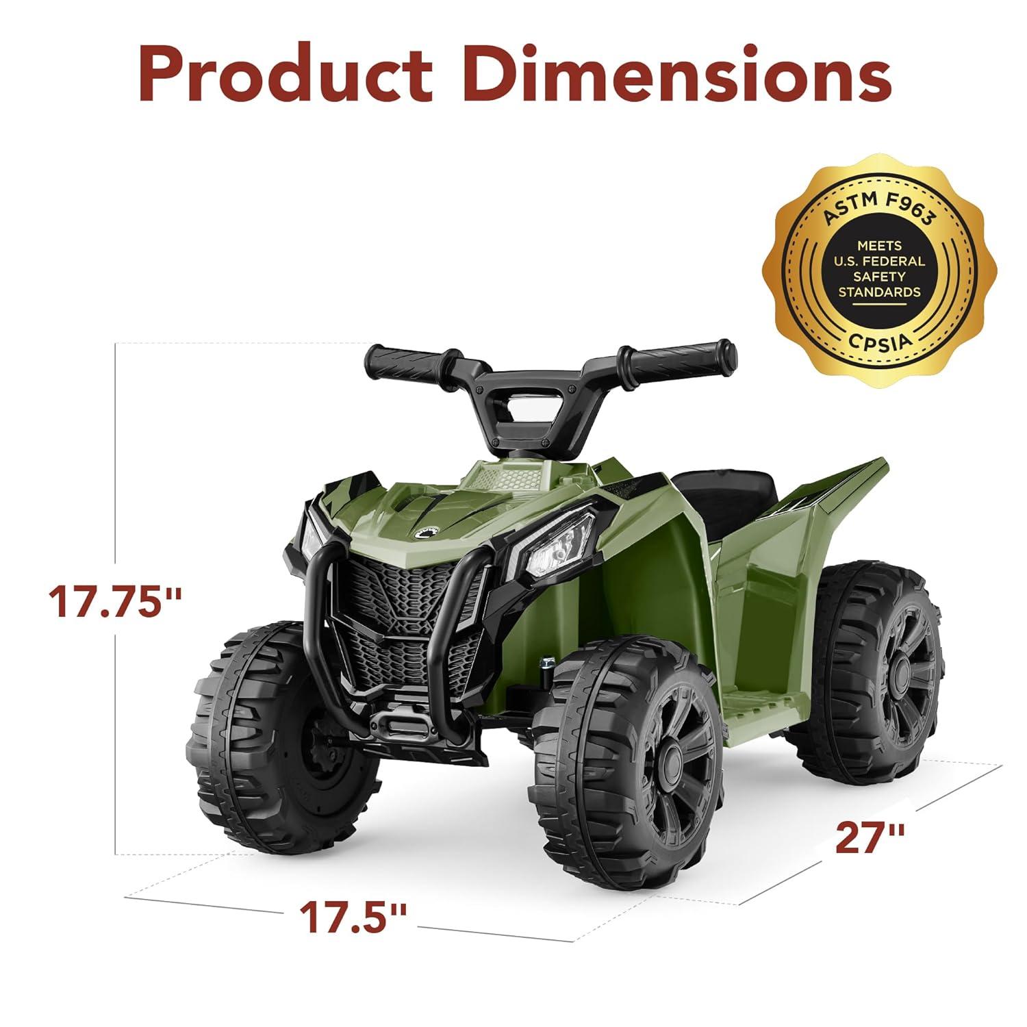 Best Choice Products 6V Kids Ride-On 4-Wheeler Quad ATV Car w/ 1.8mph Max Speed, Treaded Tires - Army Green