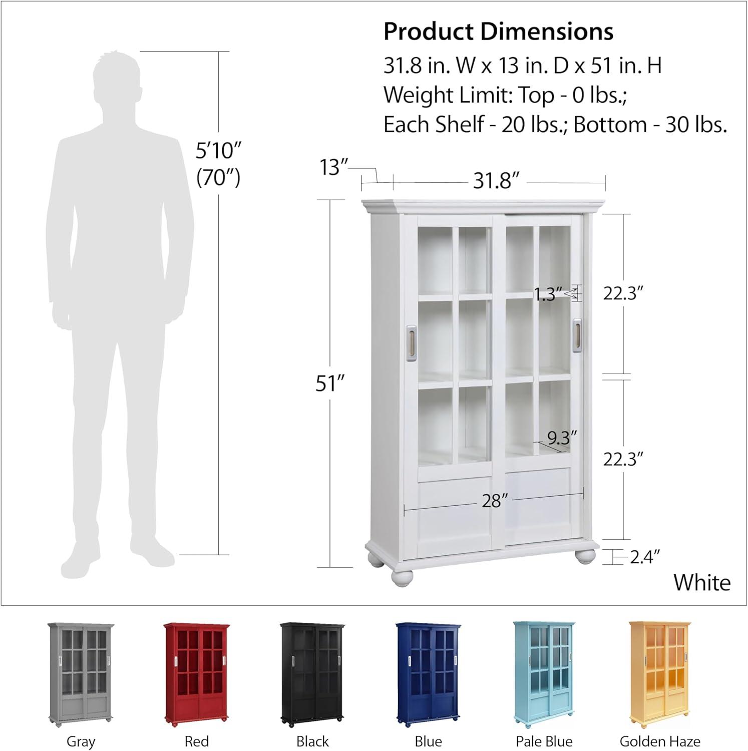 Ameriwood Home Aaron Lane Bookcase with Sliding Glass Doors, Blue