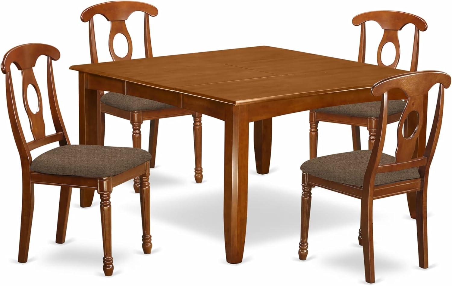 PFNA5-SBR-C 5 Pc Dining room set-Table with Leaf and 4 Dinette Chairs.