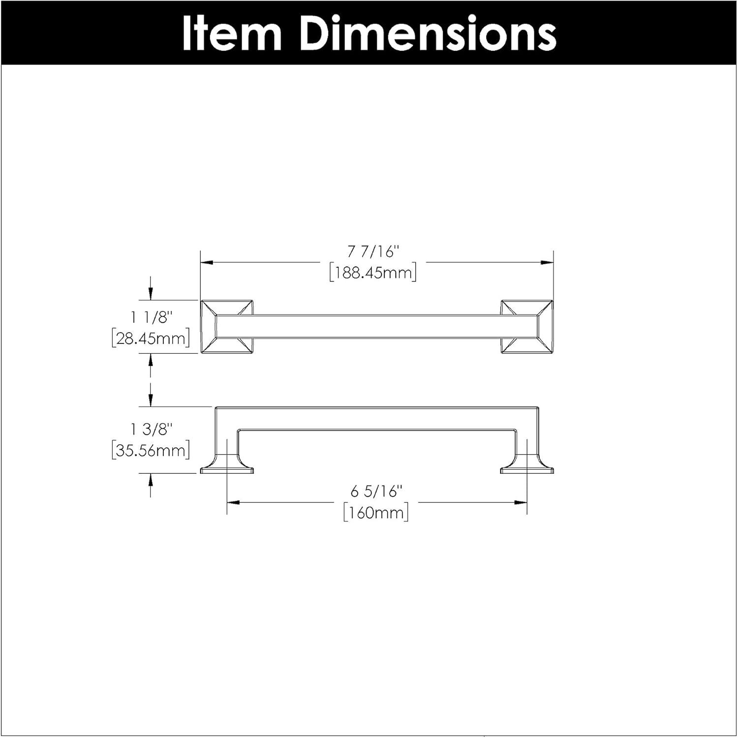 Studio Kitchen Cabinet Handles, Solid Core Drawer Pulls for Cabinet Doors, 6-5/16" (160mm)