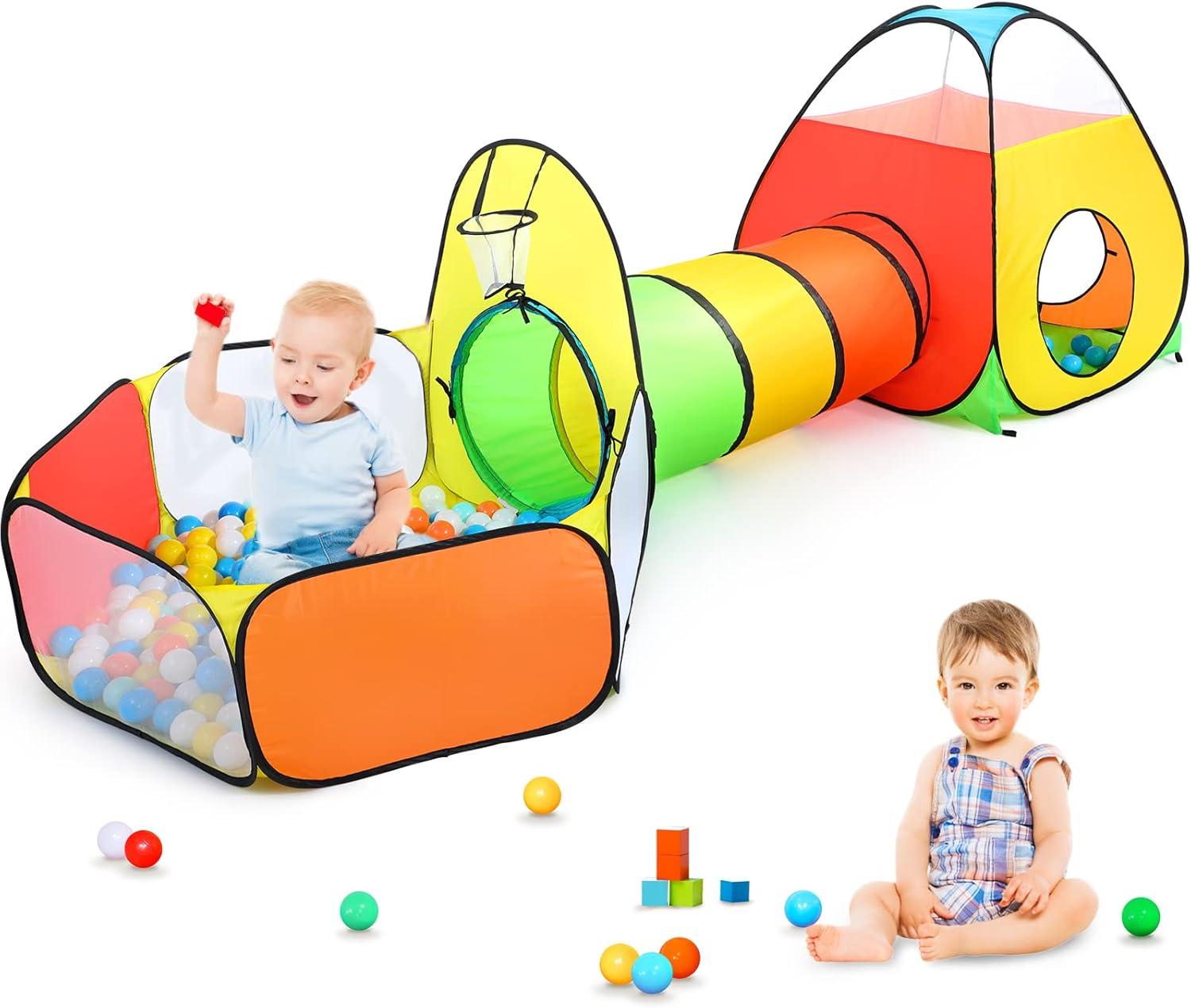 Blue Ocean 3-Piece Kids Play Tent with Tunnel and Ball Pit