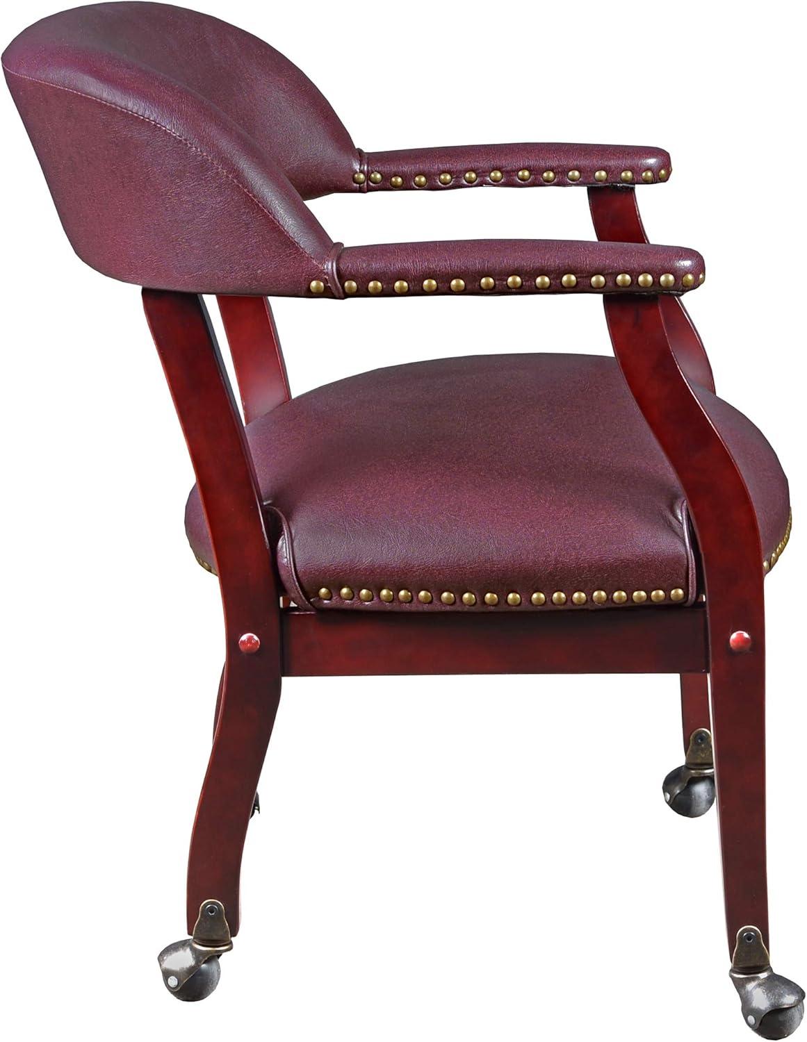 Regency Ivy League Captain Guest Chair with Casters in Burgundy