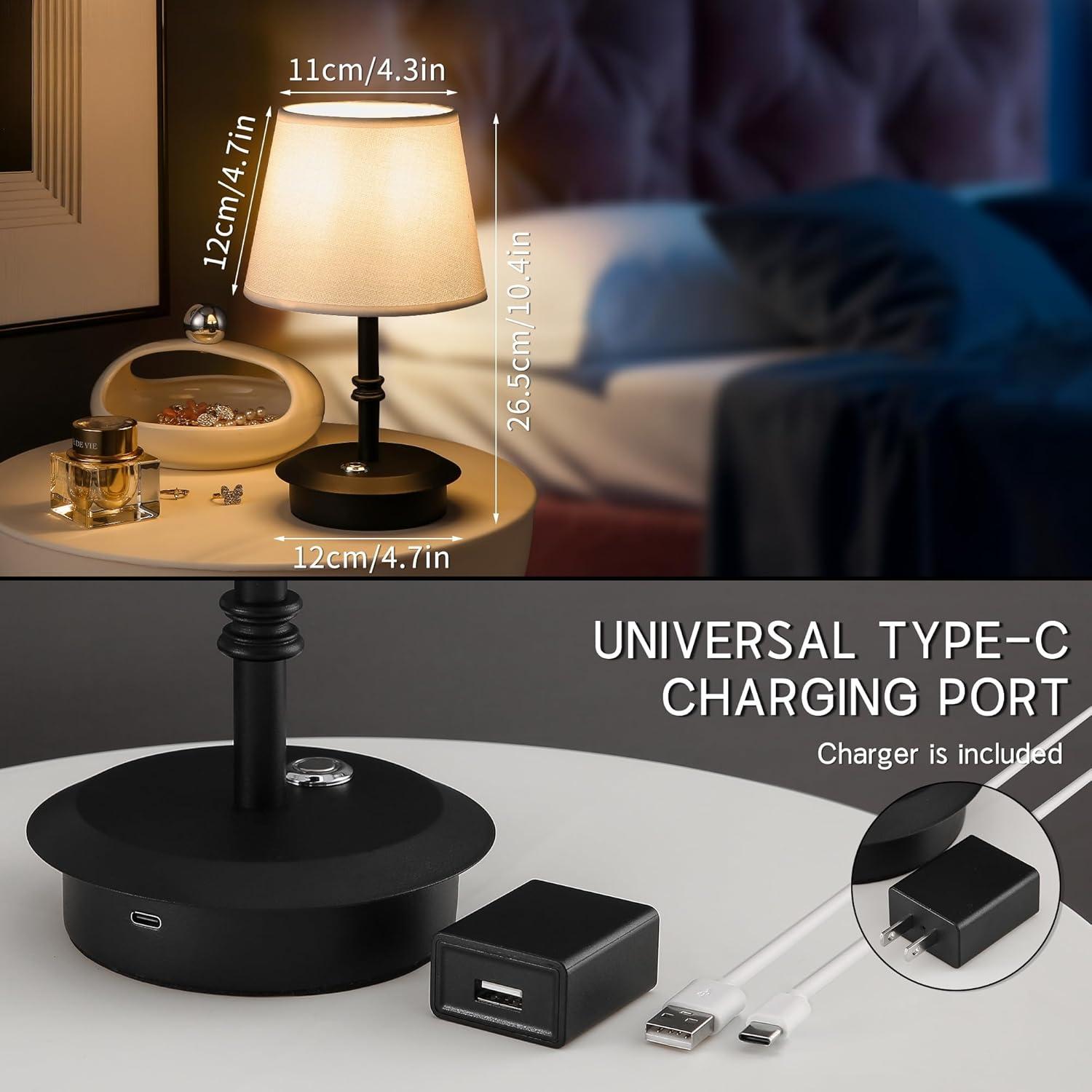 Alcott Hill® Mini – Cordless LED Table Lamp with Dimmer, Built-in Rechargeable Battery, 3-Level Brightness, Patio Table Lamp, Bedside Night Lamp, Ambient Light for Restaurant.