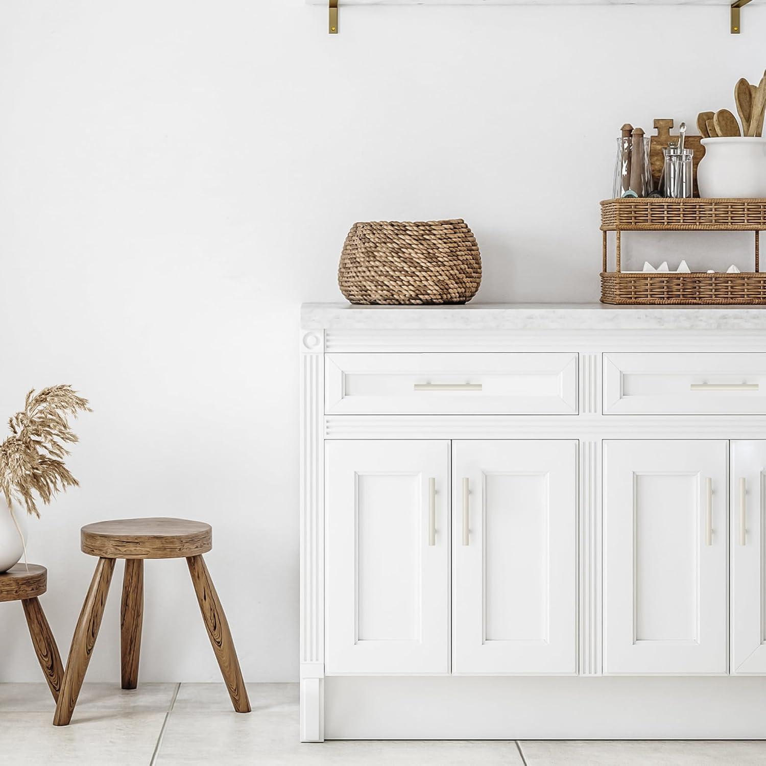 Ravinte 30 Pack | 5 Inch Cabinet Pulls White Stainless Steel Kitchen Drawer Pulls Cabinet Handles 5 InchLength, 3 Inch Hole Center