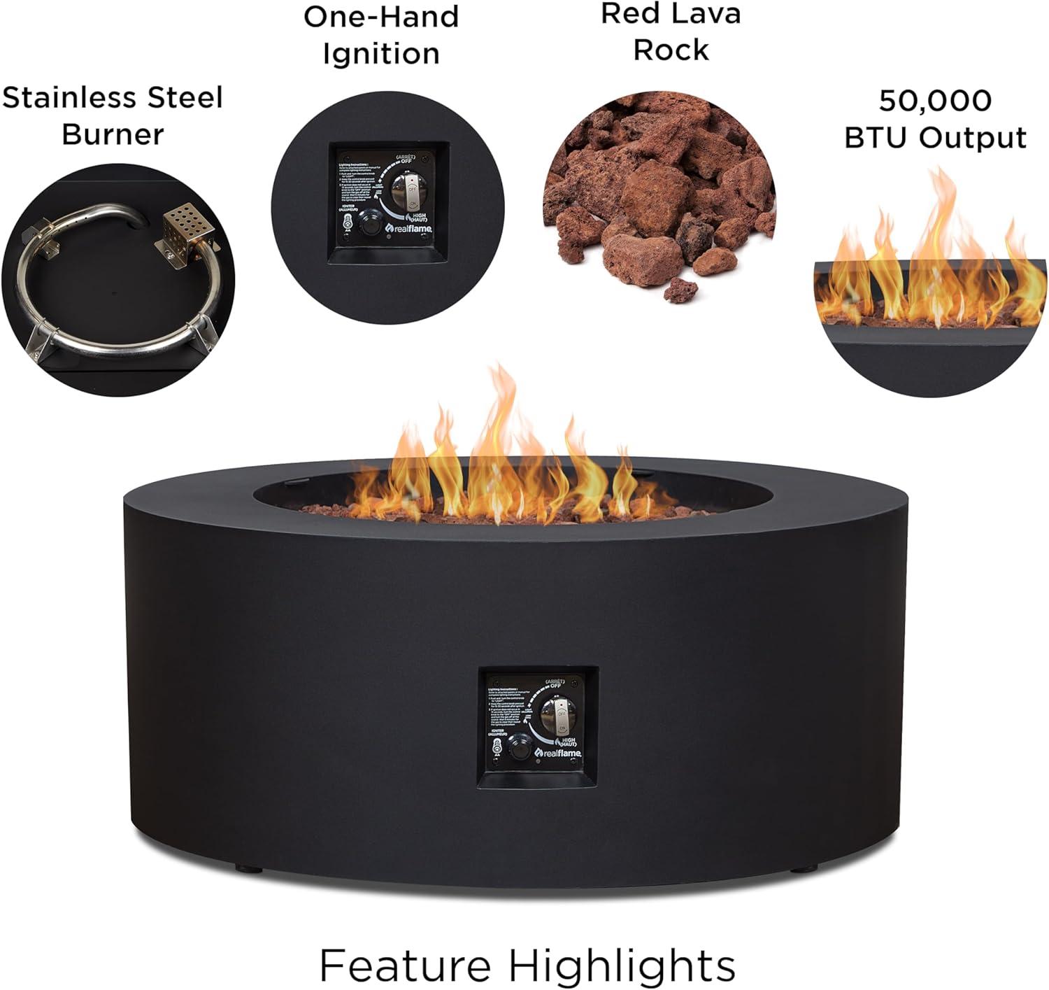 Aegean 36" Round Steel Propane or Natural Gas Fire Pit Table by Real Flame