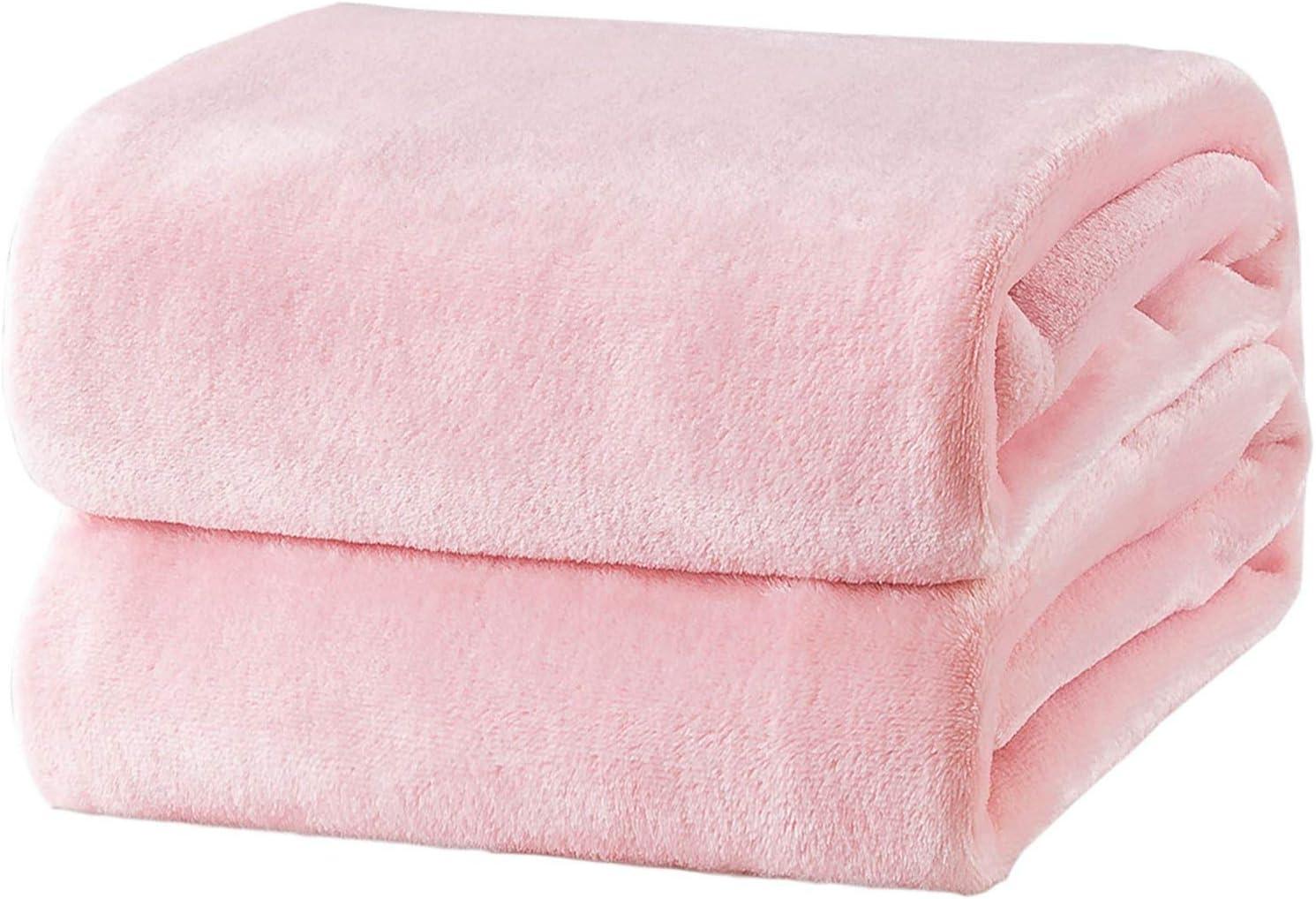 Cozy Comfort Fleece Bed Blankets Queen Size Pink - Soft Lightweight Plush Fuzzy Cozy Blanket, 90X90 inches