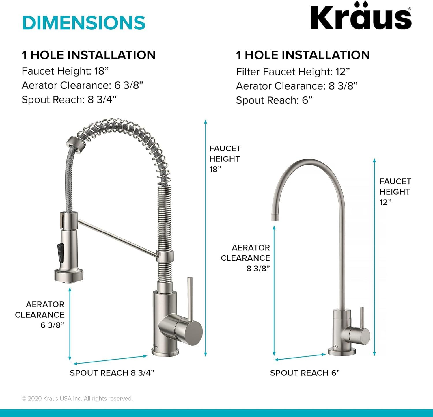 KRAUS Bolden Commercial Style 2-Function Single Handle Pull Down Kitchen Faucet