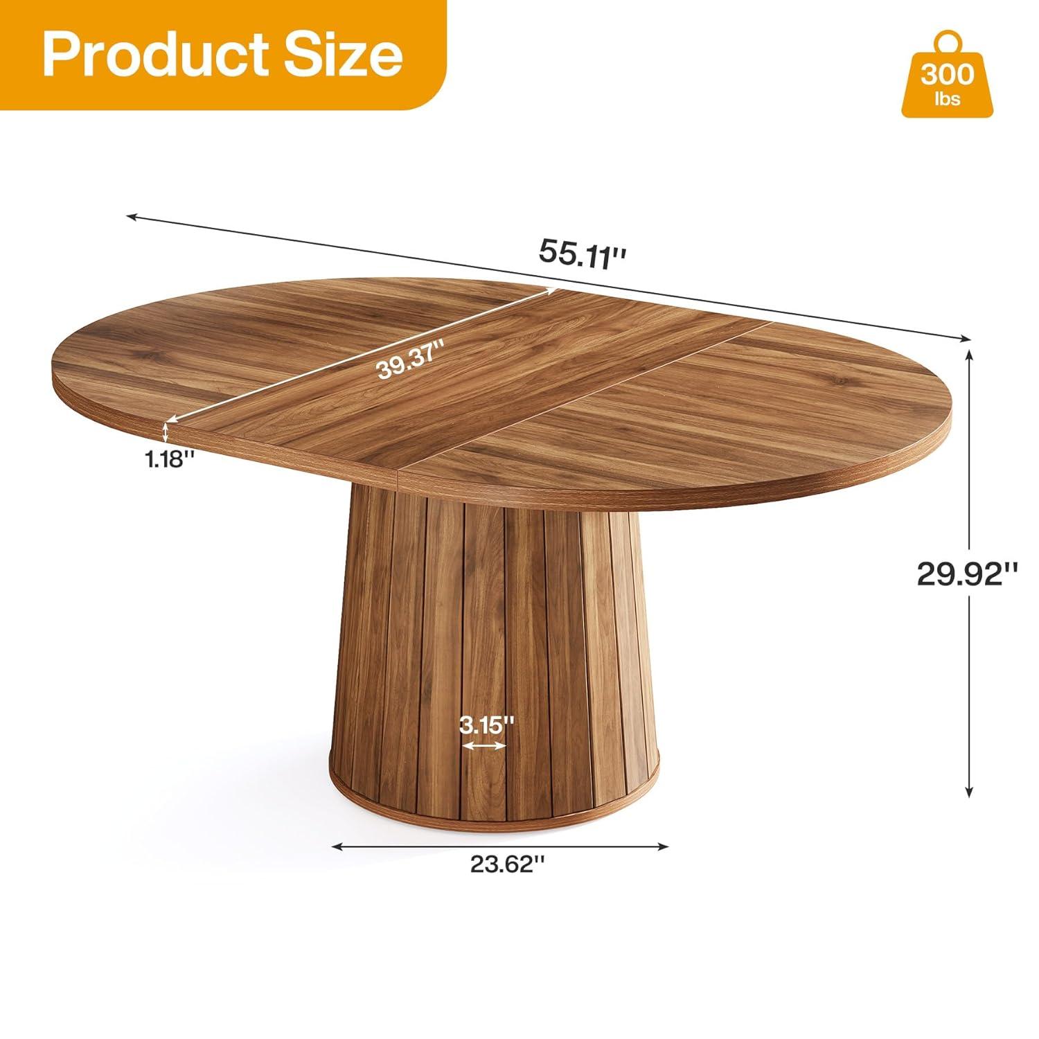 Millwood Pines 55 Inch Oval Dining Table With Wood Base For Dining Room, Kitchen