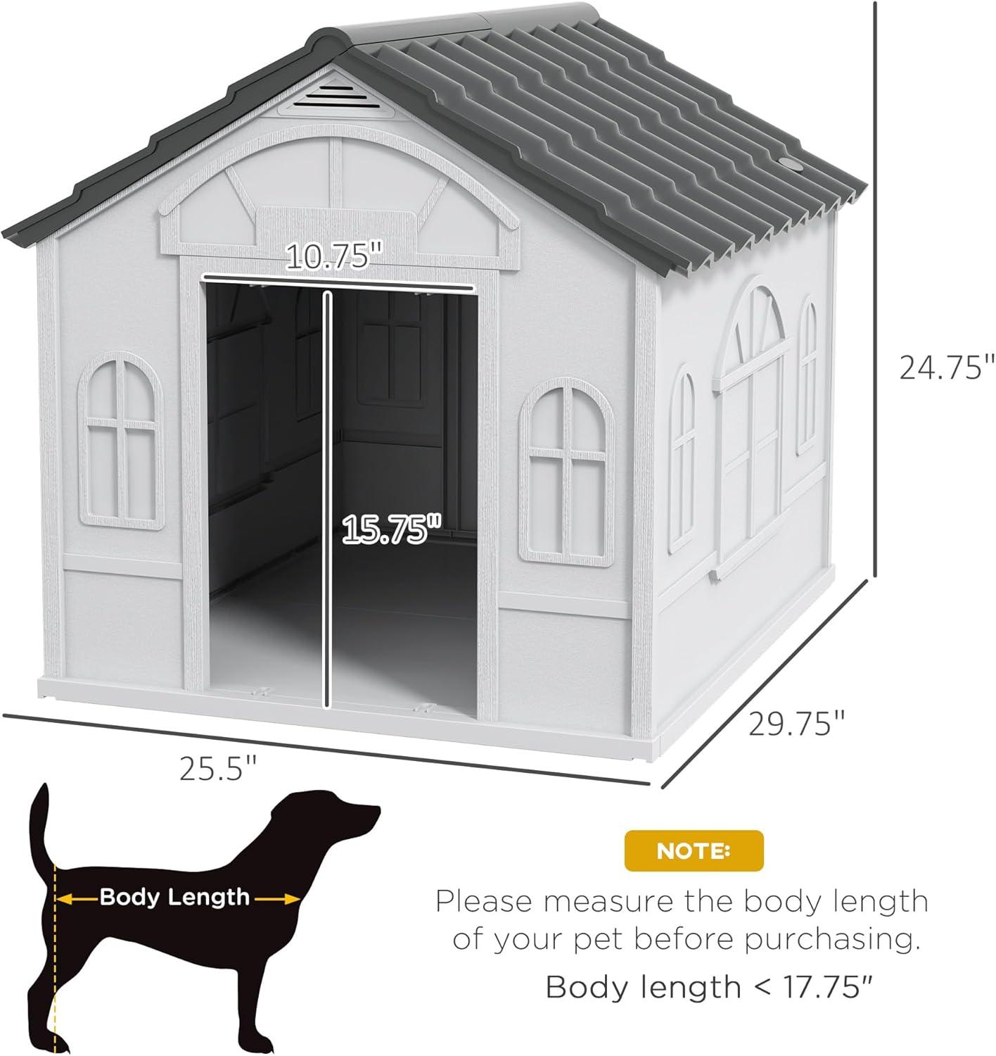 Plastic Dog House with Door Indoor Outdoor Waterproof Puppy Shelter