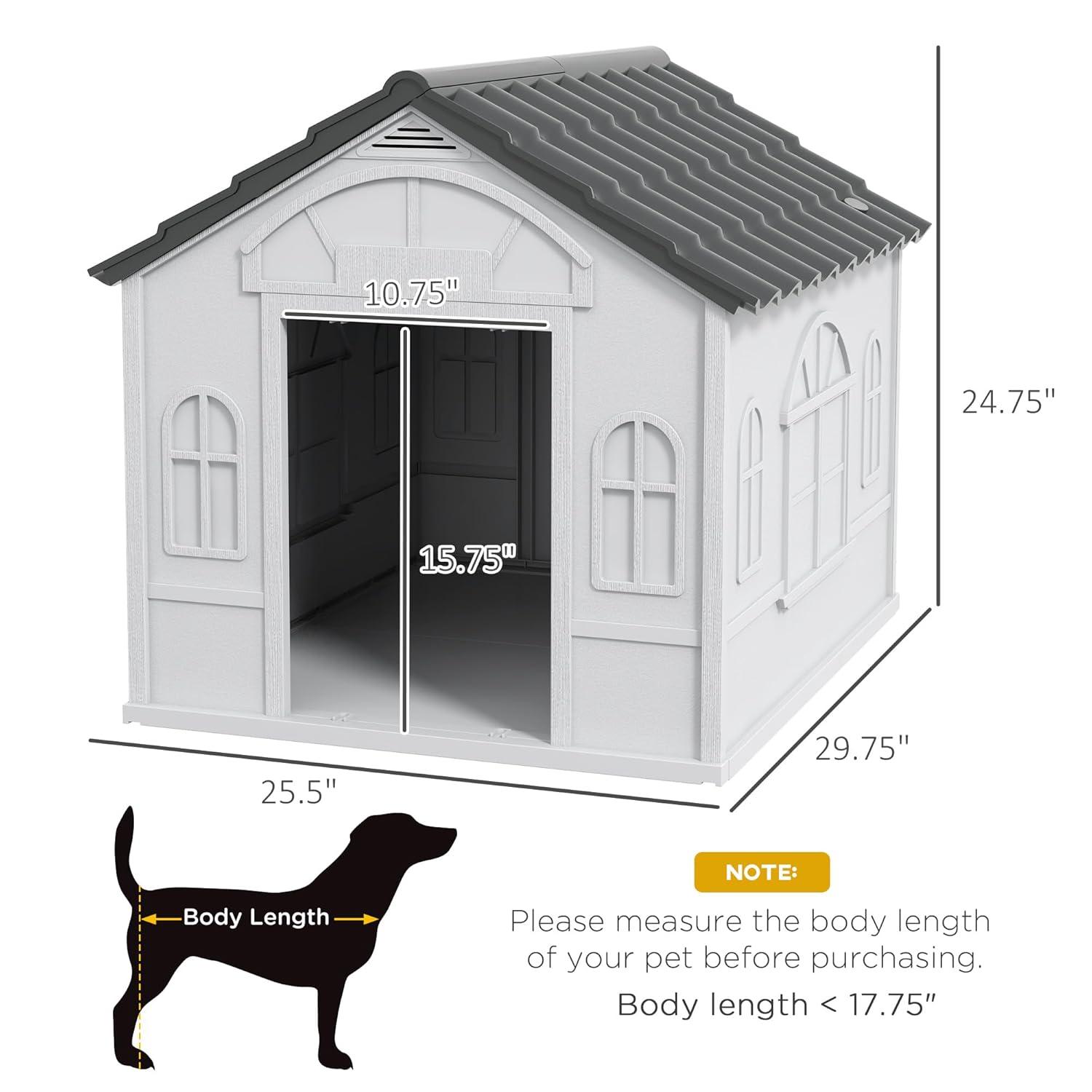 Plastic Dog House with Door Indoor Outdoor Waterproof Puppy Shelter