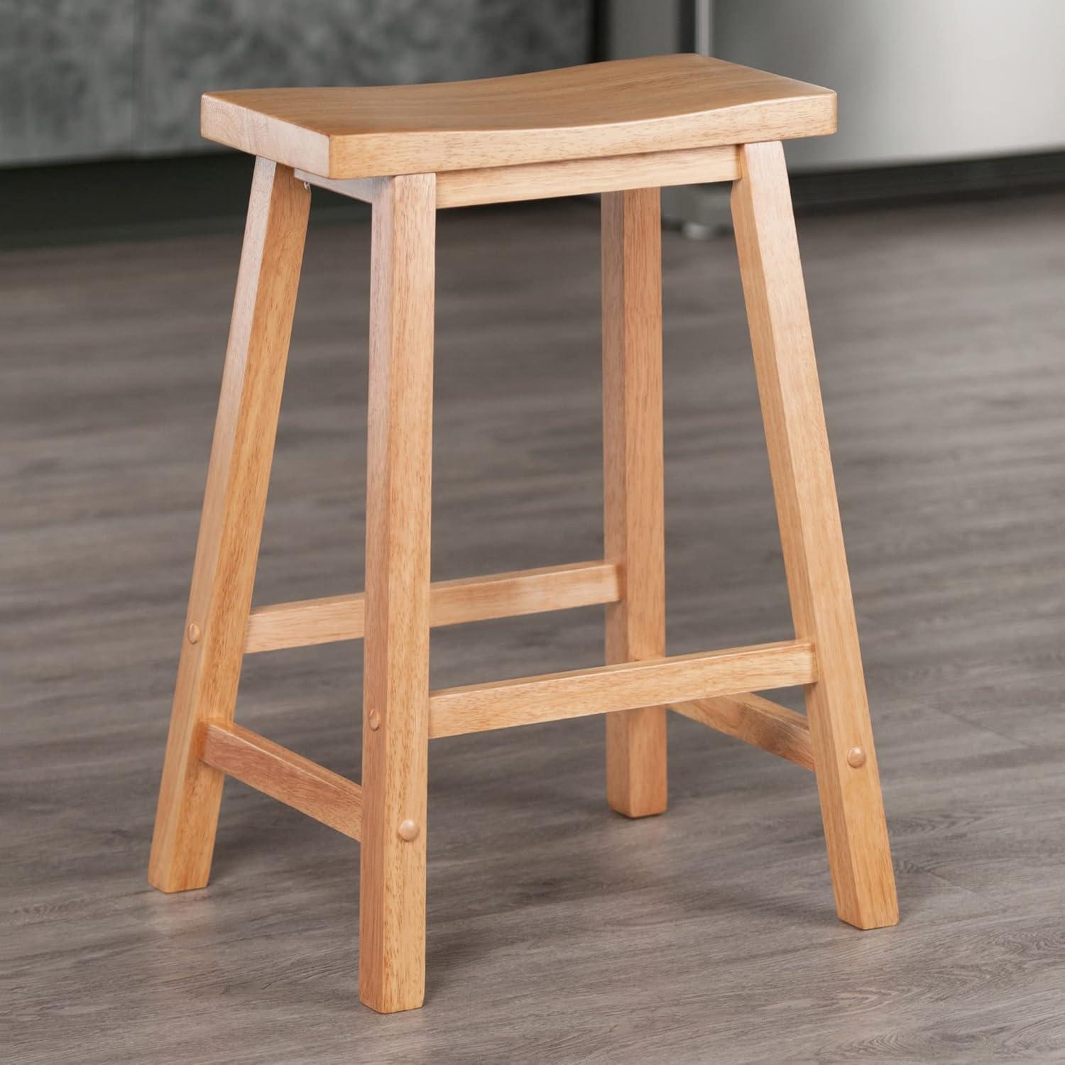 Natural Beech Wood 24" Backless Saddle Style Counter Stool