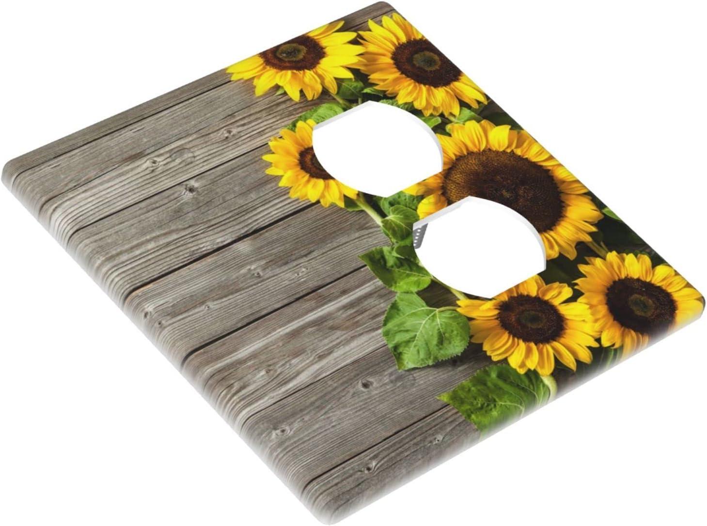 ZICANCN Outlet Covers Wall Plate, Sunflowers Nature Beige Background Light Switch Cover Decorative, Duplex Toggle Combo 1-Gang