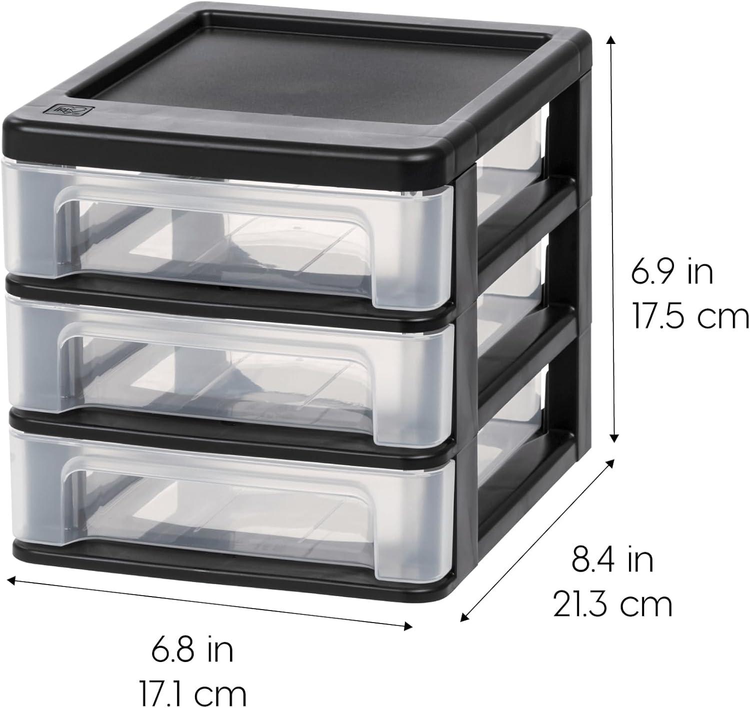 IRIS USA Plastic Clear View Desktop Organizer with Drawers