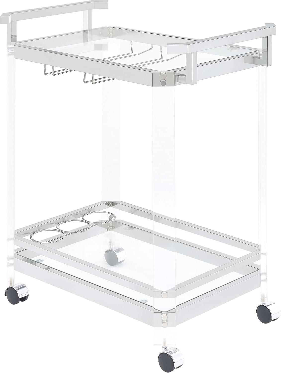 2-tier Glass Serving Cart Clear