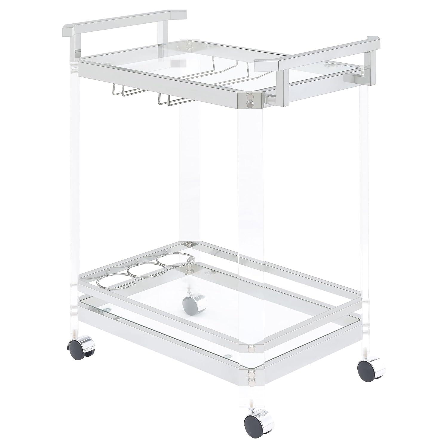 2-tier Glass Serving Cart Clear