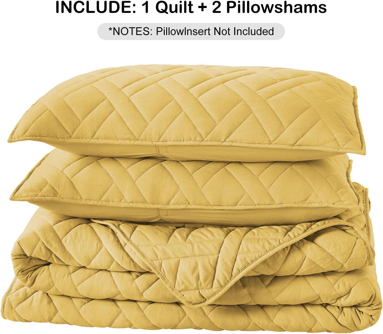 King Yellow Microfiber Reversible Quilt Set