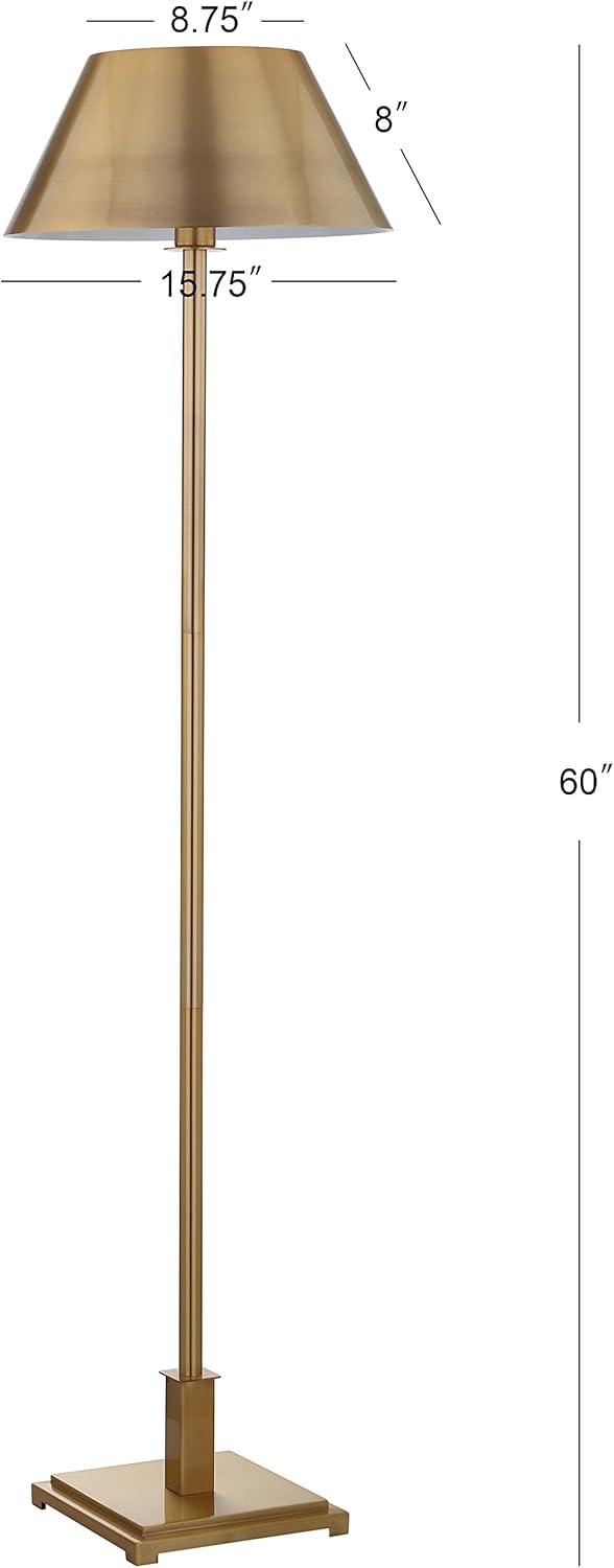 JONATHAN Y JYL6005B Roxy 60" Metal LED Floor Lamp, Contemporary, Transitional for living room, dinning room, bedroom, office Bulb Included, Brushed Brass