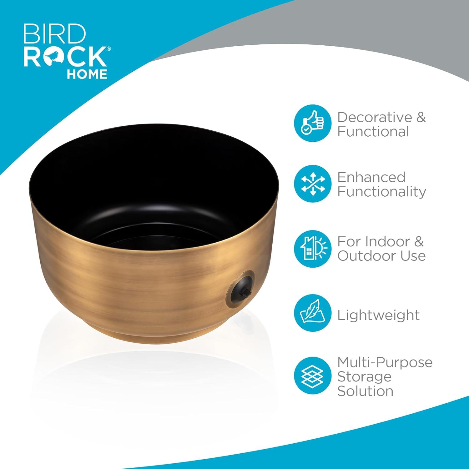 BIRDROCK HOME Decorative Footed Water Hose Holder Pot - Ground Garden Hose Box - Steel - Powdered Coated - Embossed - Steel Metal Hider - Outdoor or Indoor Use (Antique Bronze)