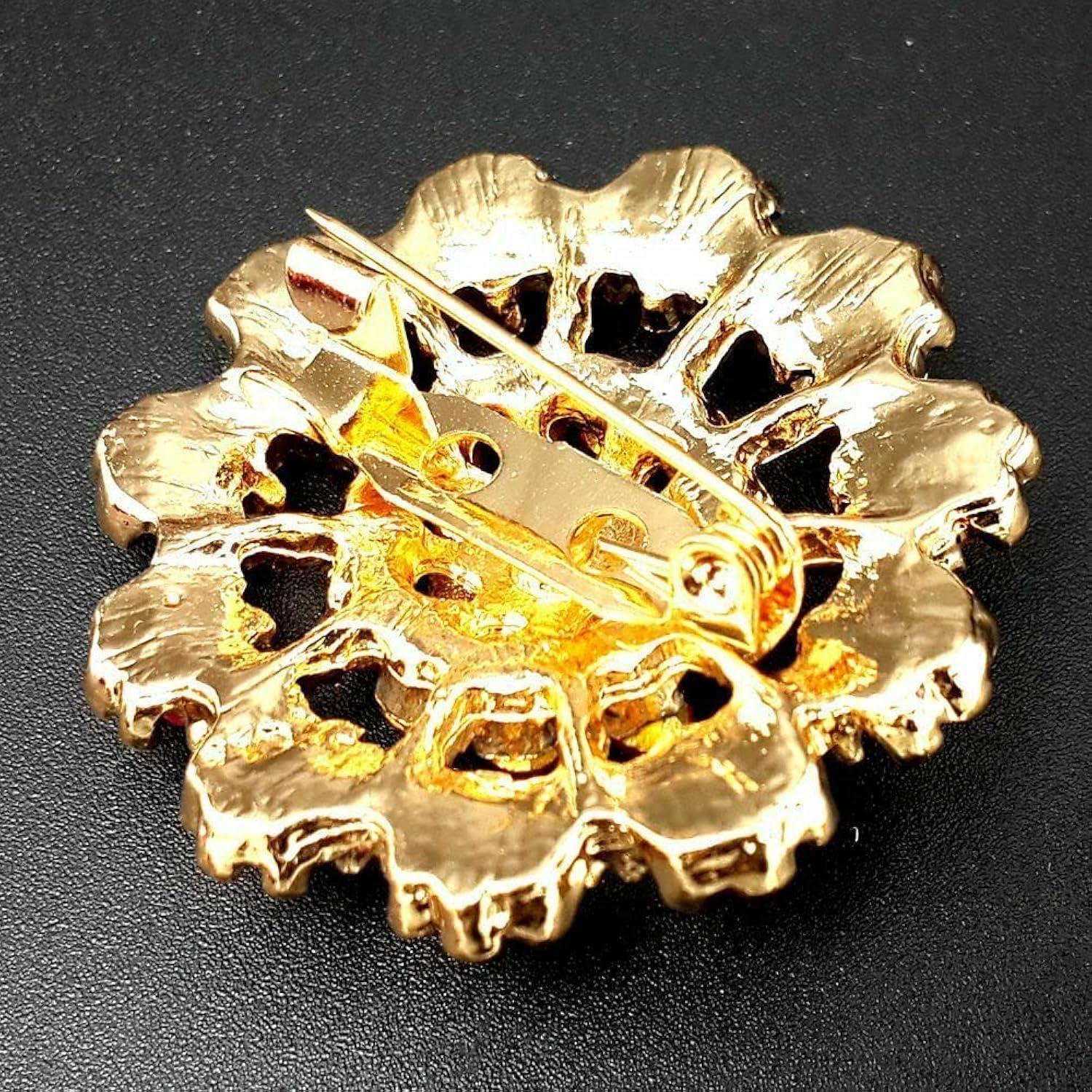 The Perfect Part Pack of 24 Rhinestone Crystal Flower Brooch Pins, Vintage Jewelry Colorful Crystal Flower Brooches for Women