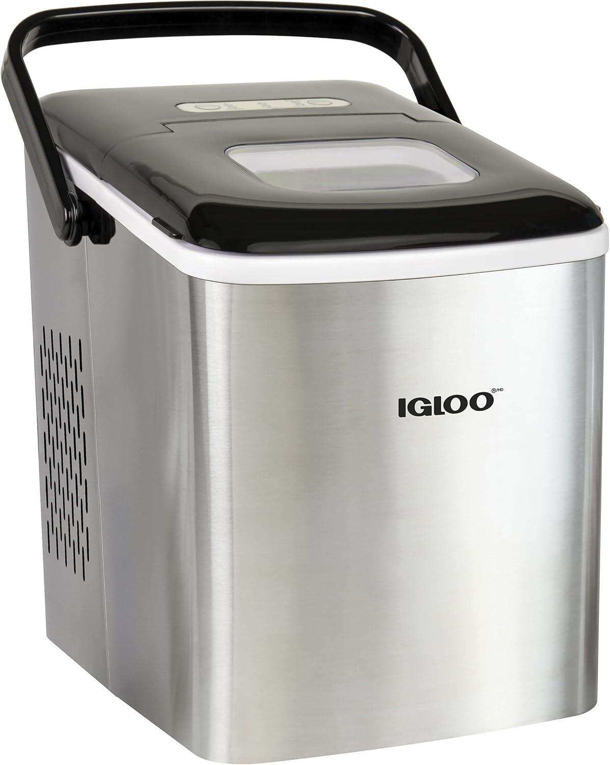 Igloo 26-Pound Automatic Self-Cleaning Portable Countertop Ice Maker Machine With Handle