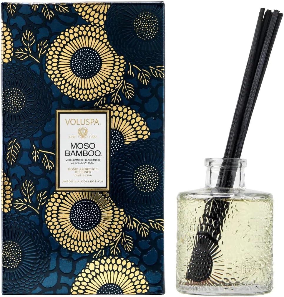 Moso Bamboo Reed Diffuser with Embossed Glass Bottle