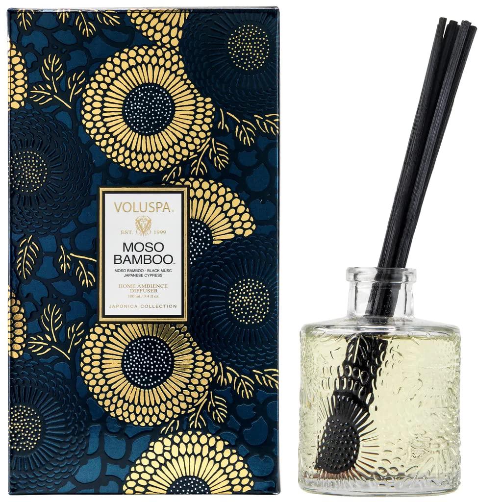 Moso Bamboo Reed Diffuser with Embossed Glass Bottle