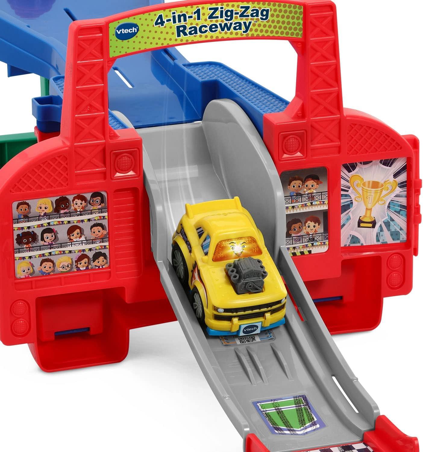 VTech Go! Go! Smart Wheels® 4-in-1 Zig-Zag Raceway™ Vehicle Playsets with Accessories Included, Baby and Toddler Toys