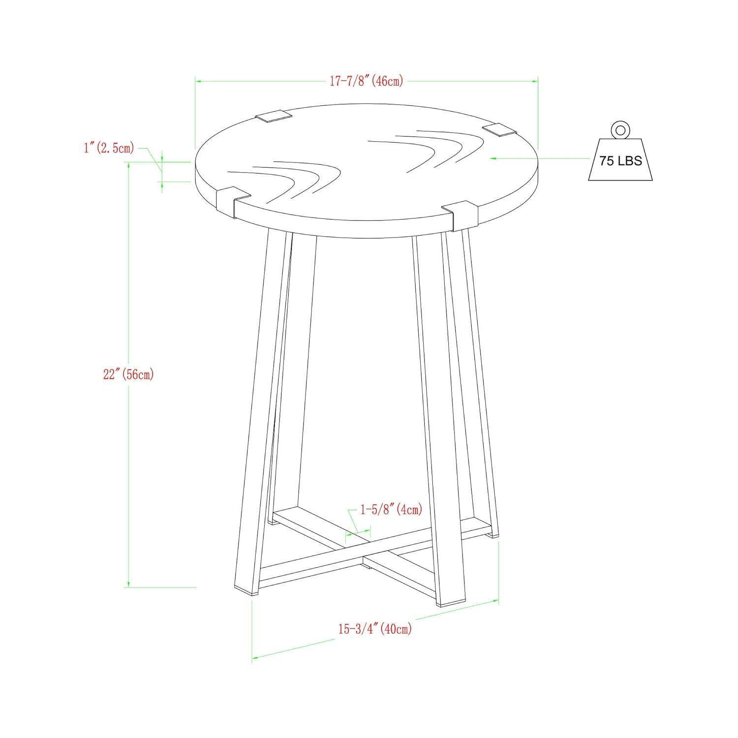 Walker Edison Anastasia Modern Metal Wrap X Base Accent Table, 18 Inch, Dark Concrete