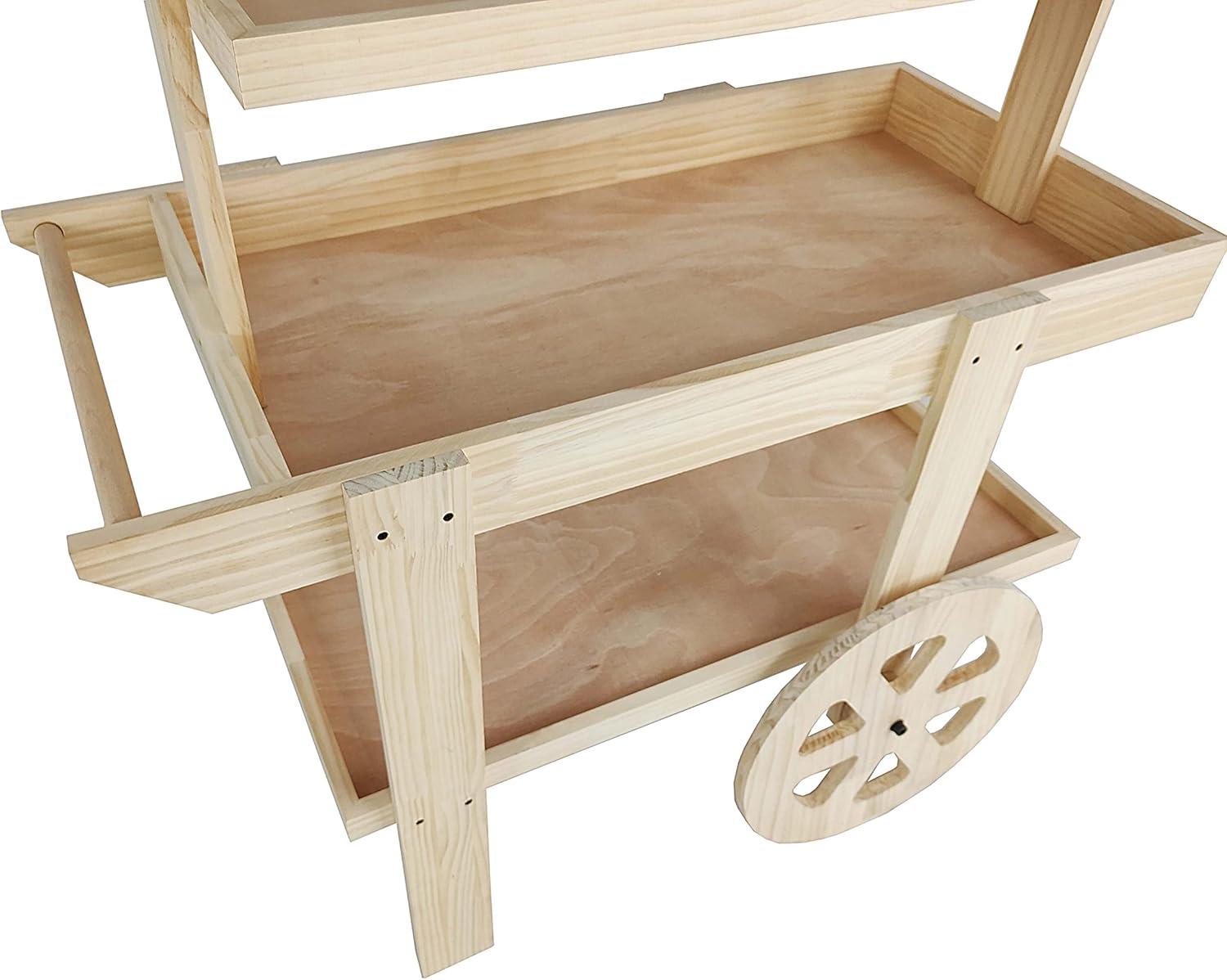 FixtureDisplays Flower Cart Vending Cart Farmers Market County Fair Wagon Wood Stall Stand Rolling Shelf Retail