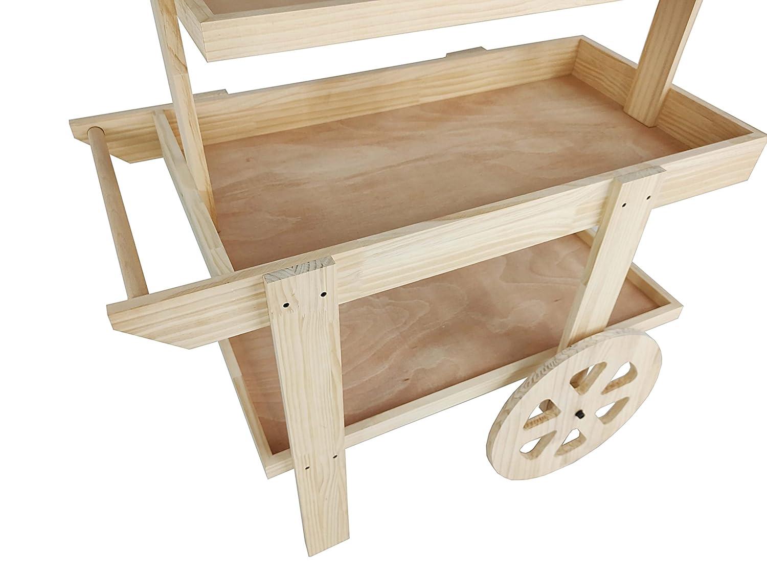 FixtureDisplays Flower Cart Vending Cart Farmers Market County Fair Wagon Wood Stall Stand Rolling Shelf Retail