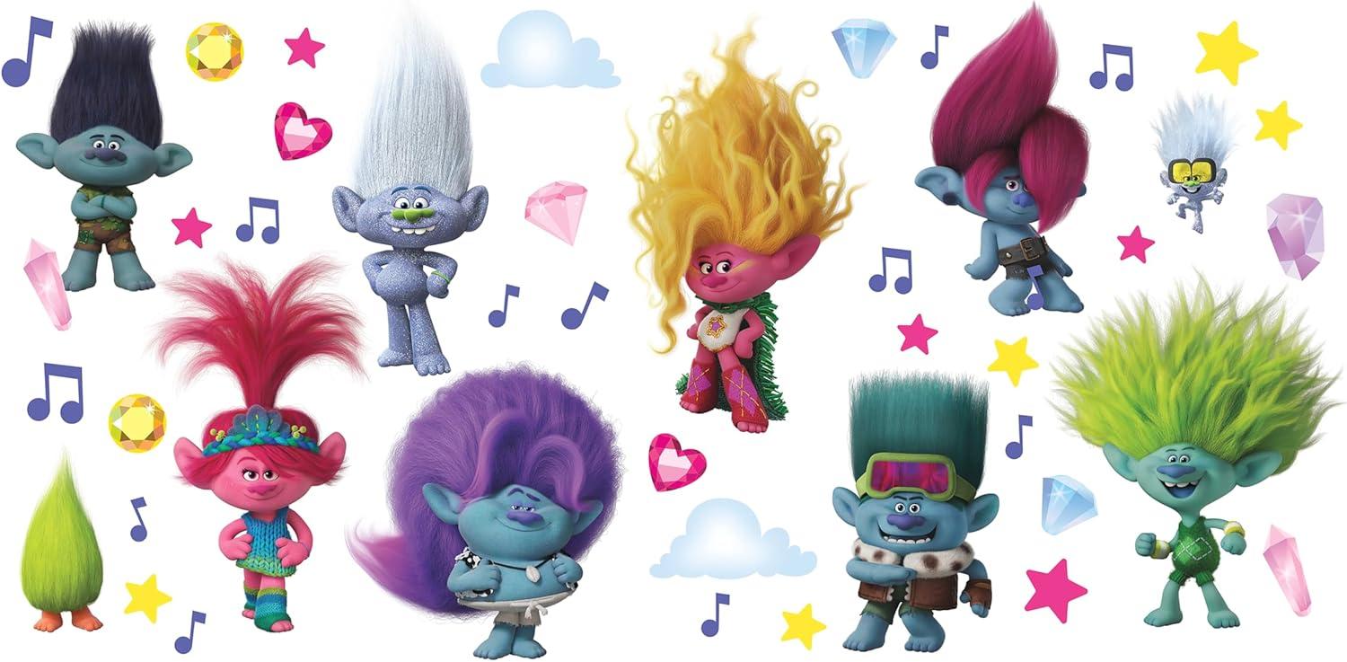 Trolls 3 Band Together with Glitter Wall Decals