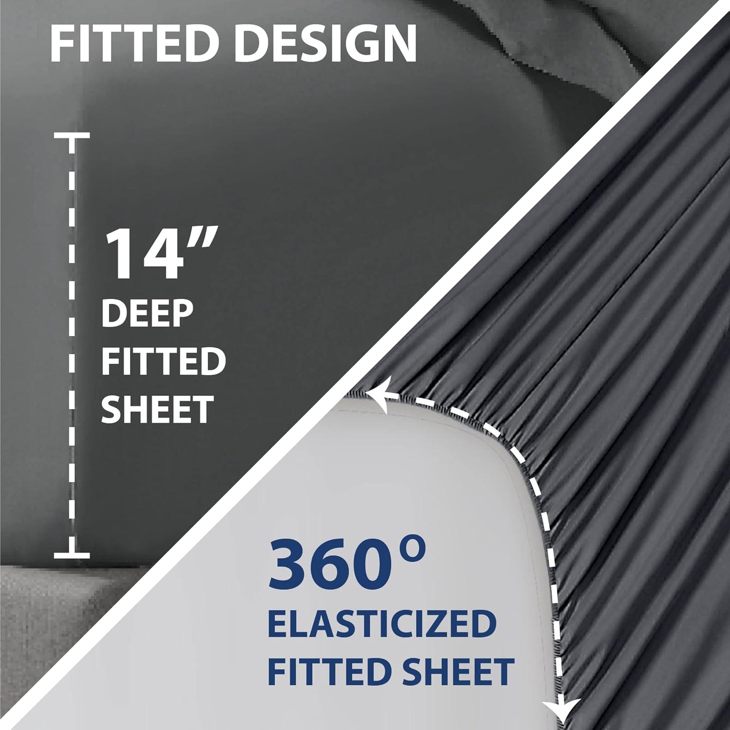Cathay Home, Inc 1800 Series Smart Storage Pocket Microfiber Sheet Set