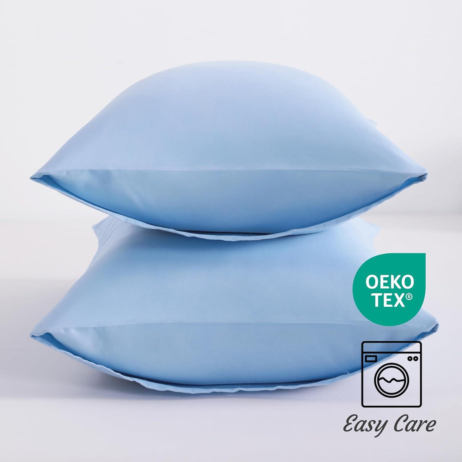 2 Pack Brushed Microfiber Pillow Shams, Super Soft and Cozy Shams, 20x26 Inches, Sky Blue - NTBAY