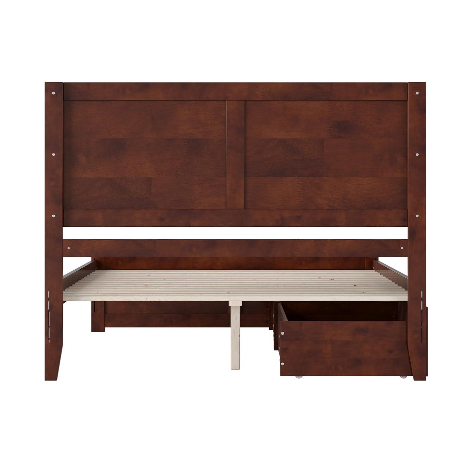AFI Canyon Walnut Solid Wood Platform Bed with Matching Footboard & Storage Drawers, Queen