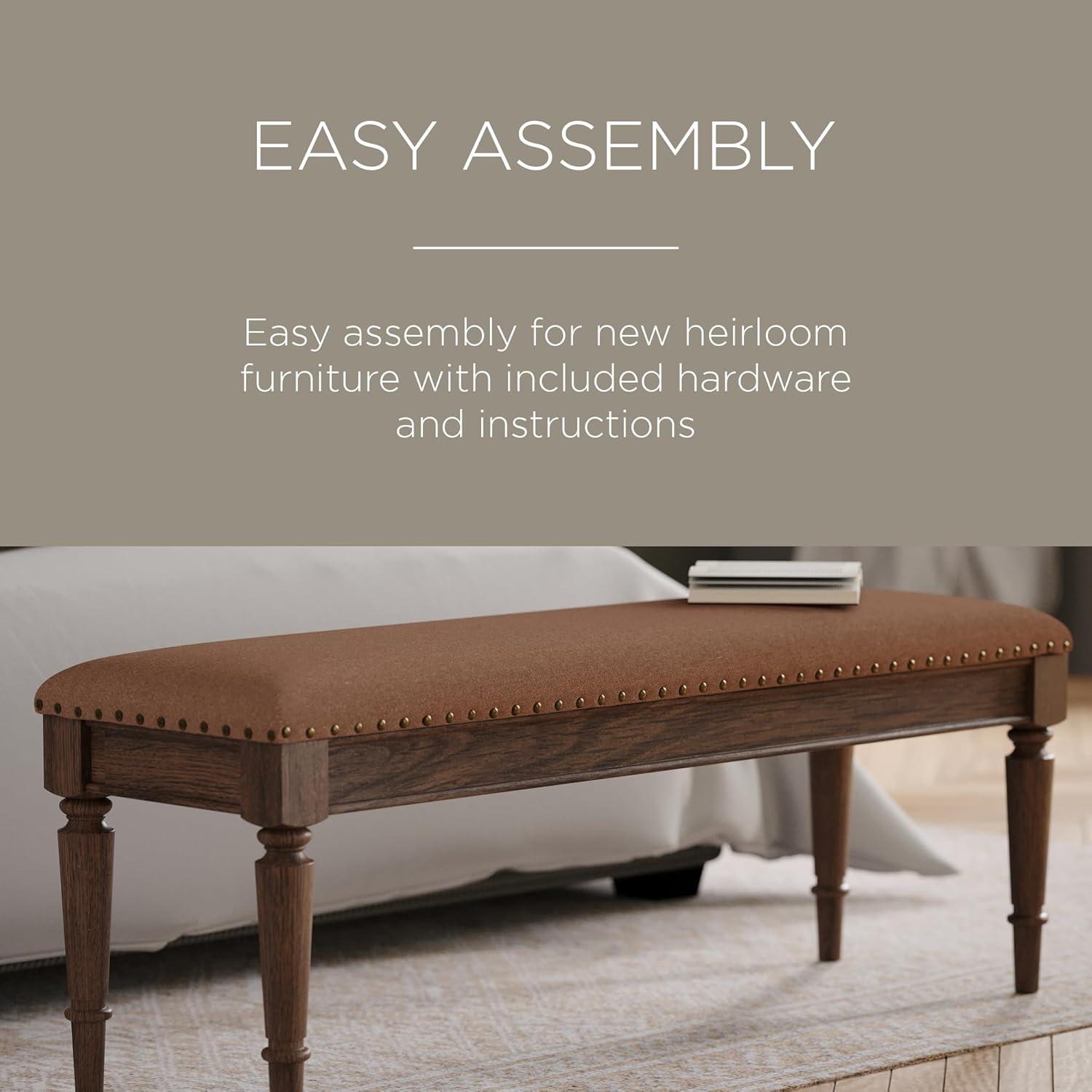 Maven Lane Elizabeth Traditional Upholstered Wooden Bench