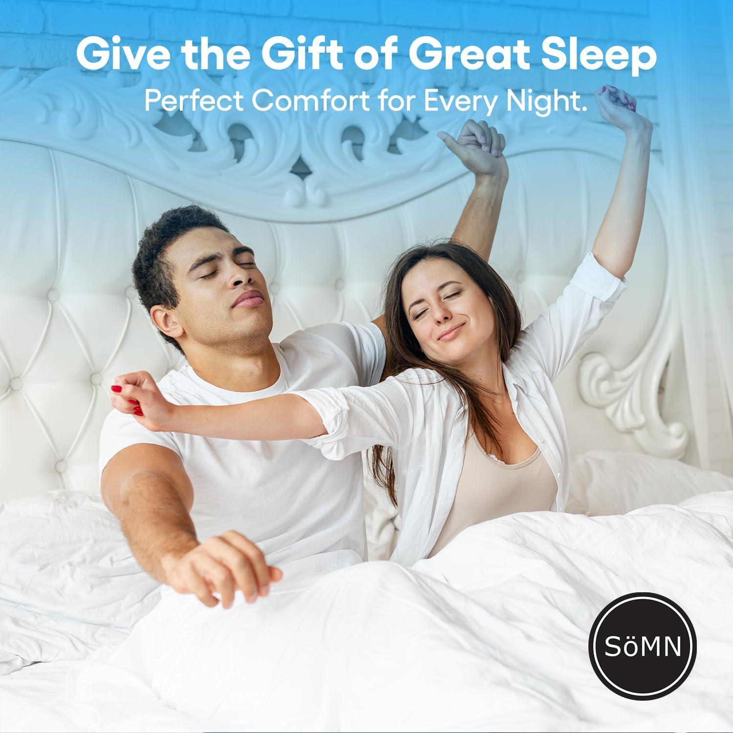 Kömforte Dual Zone Comforter for Couples – Hypoallergenic, Alternative Down His and Her Duvet Insert Keeps Everyone Comfortable – Machine Washable Two Temperature Comforter (White, Queen)