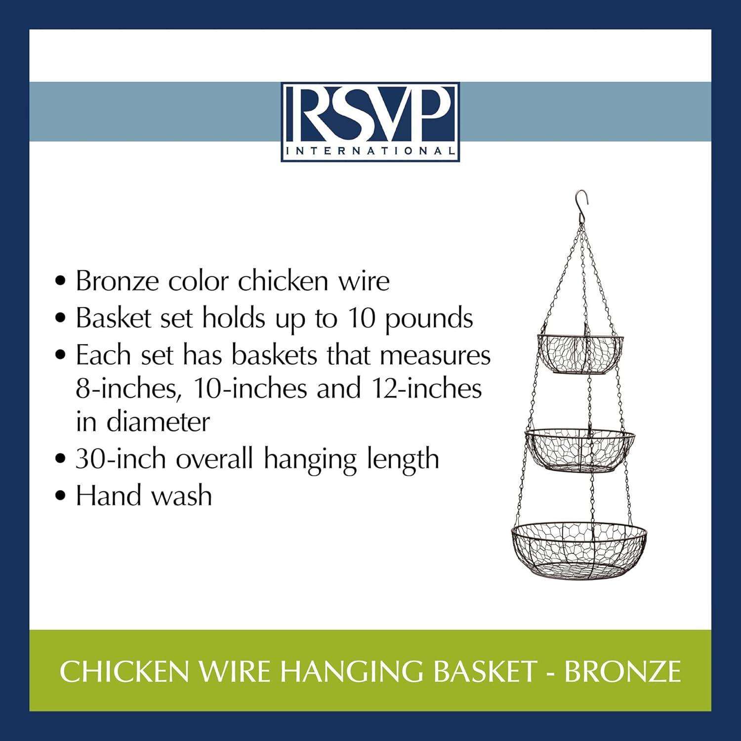 Bronze Metal 3-Tier Hanging Wire Baskets