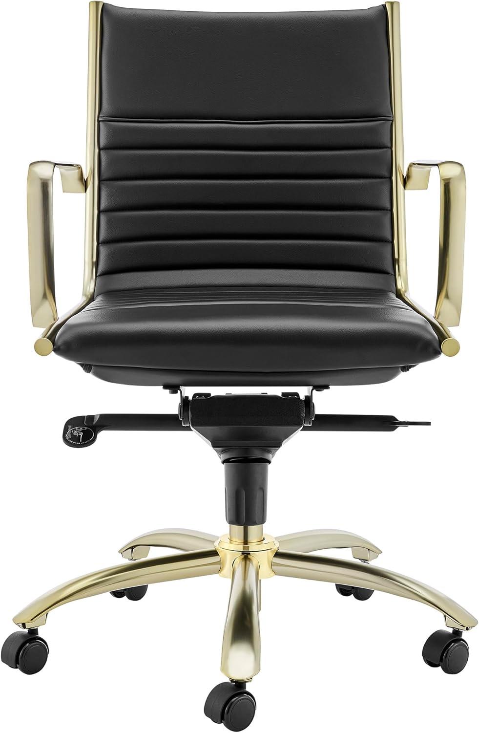 Dirk High Back Swivel Leather Task Chair in Black & Gold