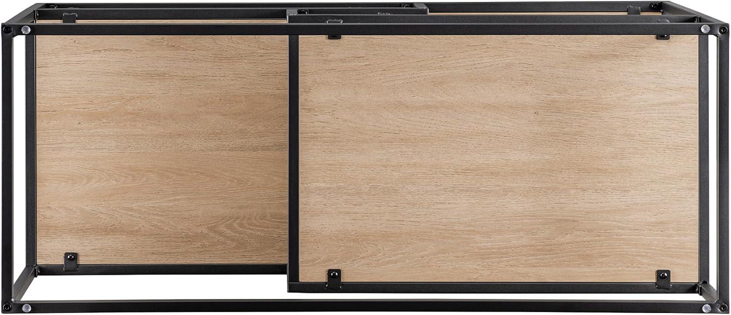 40" Coastal Oak and Black Metal Floating Shelf TV Stand